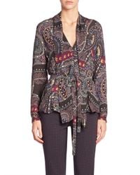 Etro | Natural - Intarsia Knit Belted Top - Women - Silk - 46 | Lyst