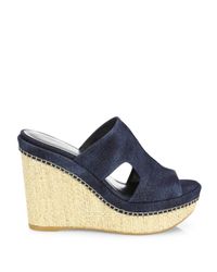 weitzman stuart wedge ponte denim sandal slide