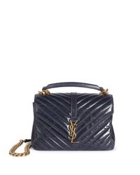 Saint Laurent | Blue Medium College Monogram Leather Shoulder Bag | Lyst