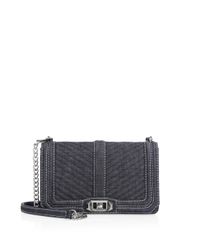 Rebecca Minkoff | Blue Chevron Quilted Denim Love Crossbody Bag | Lyst