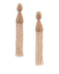 Oscar de la Renta | Natural Long Beaded Tassel Clip-on Earrings | Lyst
