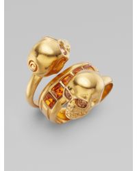 Alexander McQueen | Metallic Crystal-studded New Twin Ring | Lyst