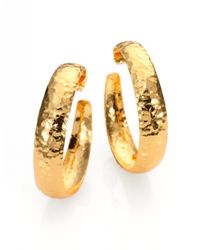 Nest | Metallic Hammered Wide Hoop Earrings/1.75 | Lyst