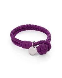 Bottega Veneta | Purple Intrecciato Leather Double-row Wrap Bracelet | Lyst
