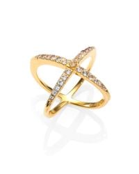 Elizabeth and James | Metallic Windrose Pave White Topaz Ring | Lyst