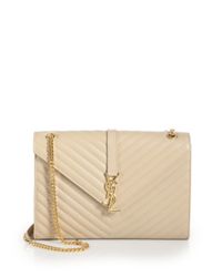 Saint Laurent | Natural Large Monogram Matelasse Leather Chain Shoulder Bag | Lyst