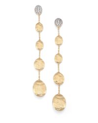 Marco Bicego | Metallic Siviglia Diamond & 18k Yellow Gold Linear Drop Earrings | Lyst