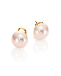 Majorica | Metallic 14mm White Mabe Pearl Stud Earrings | Lyst