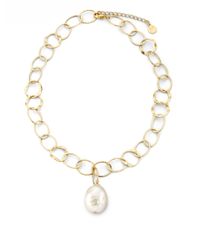 Majorica | 22mm White Baroque Pearl Mixed-link Pendant Necklace | Lyst