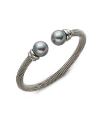 Majorica | Metallic 12mm Grey Round Pearl Tipped Bracelet | Lyst