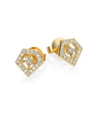 Ron Hami | Metallic Orighami Pave Diamond & 18k Yellow Gold Stud Earrings | Lyst