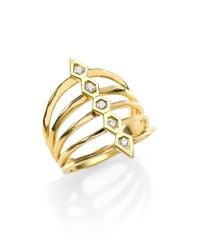 Ron Hami | Metallic Rain Diamond & 18k Yellow Gold Five-row Totem Ring | Lyst