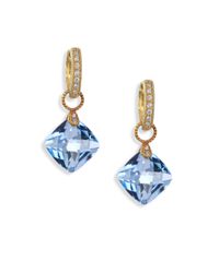 Jude Frances | Metallic Classic Sky Blue Topaz, Diamond & 18k Yellow Gold Cushion Earring Charms | Lyst