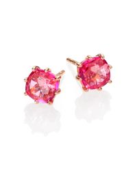 KALAN by Suzanne Kalan | Pink Topaz & 14k Rose Gold Cushion Stud Earrings | Lyst