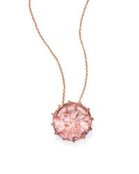 KALAN by Suzanne Kalan | Pink Rose De France & 14k Rose Gold Round Pendant Necklace | Lyst