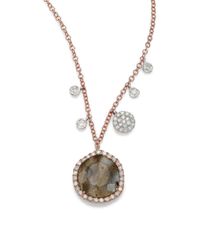 Meira T | Pink Diamond, Labradorite, 14k Yellow Gold & 14k White Gold Charm Necklace | Lyst