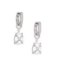 Jude Frances | Classic White Topaz, Diamond & 18k White Gold Wrapped Pear Earring Charms | Lyst