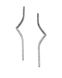 Phyne By Paige Novick | Metallic Elisabeth Black Diamond & Blackened 14k White Gold Long Curved Bar Earrings | Lyst