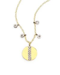 Meira T | Metallic Diamond & 14k Yellow Gold Disc Pendant Necklace | Lyst