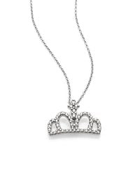 Roberto Coin | Metallic Tiny Treasures Diamond & 18k White Gold Crown Pendant Necklace | Lyst