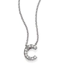 Roberto Coin | Tiny Treasures Diamond & 18k White Gold Love Letter Pendant Necklace | Lyst
