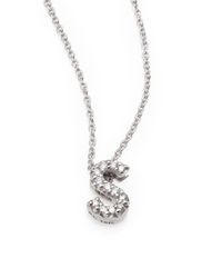 Roberto Coin | Metallic Tiny Treasures Diamond & 18k White Gold Love Letter Pendant Necklace | Lyst