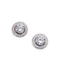 Adriana Orsini | Metallic Sterling Silver Round Framed Stud Earrings | Lyst