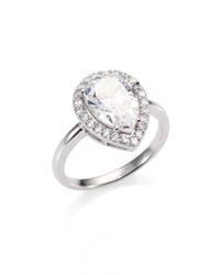 Adriana Orsini | Metallic Sterling Silver Pave Framed Pear-cut Ring | Lyst