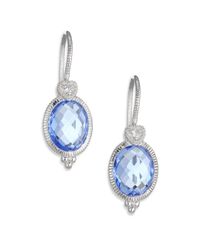 Judith Ripka | La Petite Blue Quartz, White Sapphire & Sterling Silver Oval Drop Earrings | Lyst