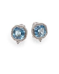 Judith Ripka | Metallic Estate Blue Topaz & Sterling Silver Square Earrings | Lyst