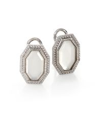 Judith Ripka | White Modern Deco Mother-of-pearl & Sterling Silver Octagon Doublet Earrings | Lyst