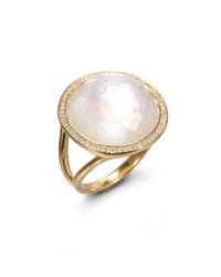 Ippolita | White Lollipop Mother-of-pearl, Clear Quartz, Diamond & 18k Yellow Gold Doublet Cocktail Ring | Lyst