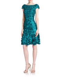 THEIA | Blue Petal-embellished Dress | Lyst