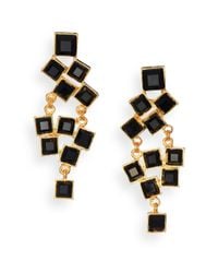 Kenneth Jay Lane | Metallic Square-cut Cluster Chandelier Earrings/black | Lyst