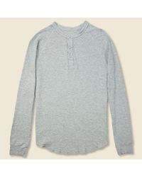 Save Khaki - Gray Pointelle Henley - Silver Heather for Men - Lyst