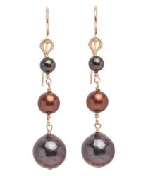 Dana Kellin - Purple Mauve Mix Pearl Drop Link Earrings - Lyst
