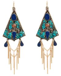 Devon Leigh - Multicolor Lapis Coral And Turquoise Fringe Drop Earrings - Lyst