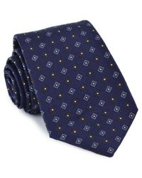 Brunello Cucinelli - Blue With Grey And Brown Diamonds Tie for Men - Lyst