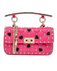 Valentino Small Pink Hearts Rockstud Spike Chain Bag