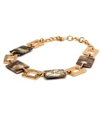 Ashley Pittman - Metallic Hammered Plate And Horn Necklace With Diamonds - Lyst