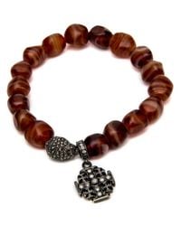 Loree Rodkin - Brown Carnelian Bead With Maltese Cross Bracelet - Lyst