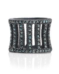 Yossi Harari - Metallic Lilah Oxidized Silver Cage Ring With Blue Diamonds - Lyst