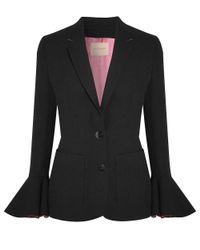 Roksanda - Black And Blossom Riva Bell Sleeve Blazer - Lyst