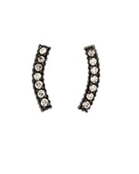 Yossi Harari - Metallic Lilah Gilver Curved Diamond Pave Stud Earrings - Lyst