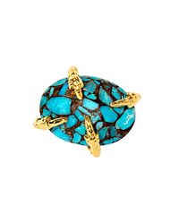 Devon Leigh - Blue Copper Infused Turquoise Mosaic Cabochon Ring - Lyst