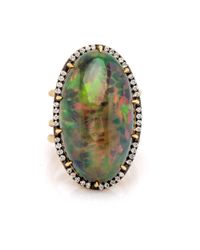Sylva & Cie - Metallic 18k Smoked Ethiopian Opal Cabochon Ring - Lyst