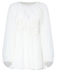 Chloé | White Embroidered Silk Blouse | Lyst