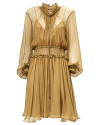 Chloé | Natural Silk Crepon Dress | Lyst