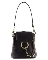 Chloé | Black Suede & Soft Leather Small Faye Backpack | Lyst