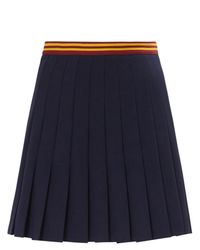 Miu Miu | Blue Pleated Wool Mini Skirt | Lyst